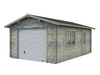 GARAGE BOIS traité et teinté - ROGER 19 M² 44 mm avec PORTE SECTIONNELLE