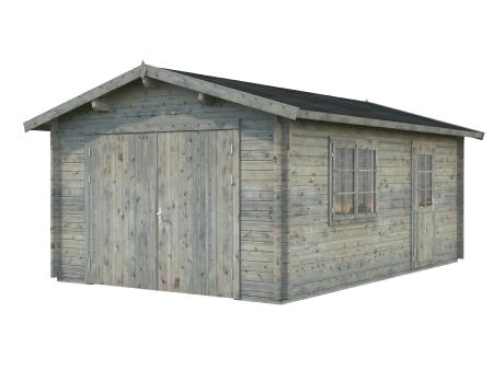 Garage en bois Palmako Roger 19 m² avec double porte en bois