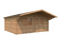 Abri de jardin BRITTA 19,7 m² en 40 mm - Traité par bain Marron 