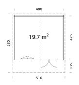 Abri de jardin BRITTA 19,7 m² en 40 mm - Traité par bain Marron 