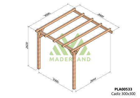 PERGOLA CADIZ- 9m² - Adossable -Dim(cm): 300 x 300