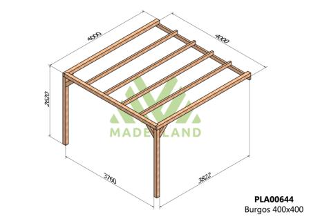 PERGOLA BURGOS- 16 m² - Adossable -Dim(cm): 400 x 400