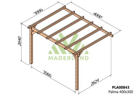 PERGOLA PALMA- 12 m² - Adossable -Dim(cm): 400 x 300