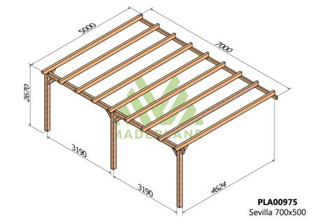 PERGOLA SEVILLA - 35 m² - Adossable -Dim(cm): 700 x 500