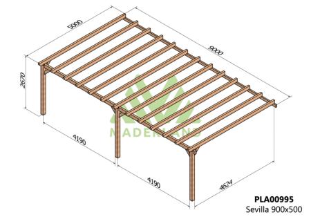 PERGOLA SEVILLA - 45 m² - Adossable -Dim(cm): 900 x 500