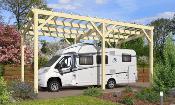 Carport camping car toit plat 4 x 8 m en Epicéa traité