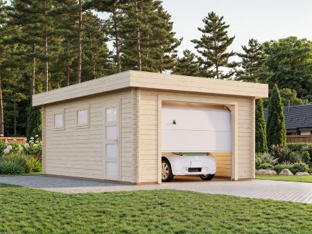 Garage RASMUS 19 m² 44 mm avec porte Sectionnelle