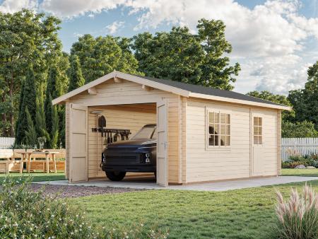 Garage en bois Palmako Roger 19 m² avec double porte en bois