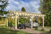 Carport double pentes 6,6 x 6,6 m en Epicéa traité