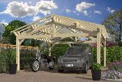 Carport double pentes 6 x 6 m en épicéa traité