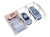 Garage bois Palmako ROGER 19,0 + 33,2 m² – 44 mm avec porte sectionnelle