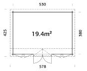 Chalet de jardin bois PALMAKO Claudia Pent 19,4 m² – 44 mm