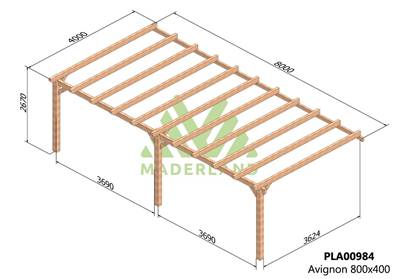Pergola adossée AVIGNON 800x400cm