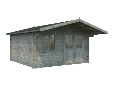 Abri de jardin BRITTA 14,6 m² en 40 mm - Traité par bain Gris Vintage
