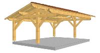 Carport en Épicéa Asymétrique 6x4.5m - 27m²