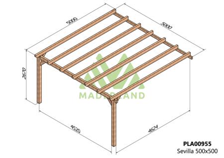 PERGOLA SEVILLA - 25 m² - Adossable -Dim(cm): 500 x 500