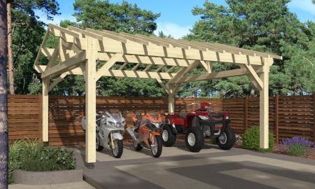 Carport double pentes 5,5 x 5,5 m en Epicéa traité