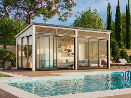 Saga 16,2 m² – Jardin d’hiver bois avec portes coulissantes 