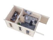 Studio de jardin bois PALMAKO Grace 12,4 m² + 4,1 m² – Toit plat – 56 mm