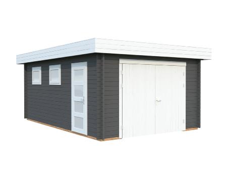 Garage RASMUS 19m² 44 mm-avec double porte en bois