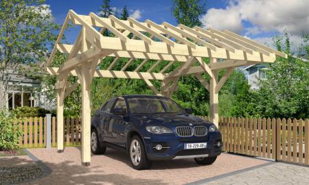 Carport asymétrique 5,34 x 4,30 m en Epicéa traité