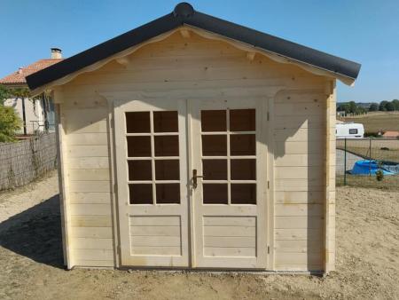 Abri de jardin bois traité  - PREM 9m² - madriers 28 mm