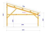 Carport monopente 6,25 x 4,5 m en Epicéa traité - entraits moisés