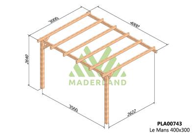 Pergola adossée LE MANS 400x300cm