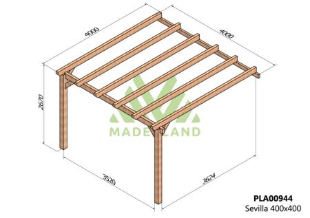 PERGOLA SEVILLA - 16 m² - Adossable -Dim(cm): 400 x 400