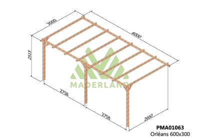 Pergola adossée ORLÉANS 600x300cm