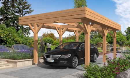 Carport toit plat 3.8 x 6.2 m en Douglas