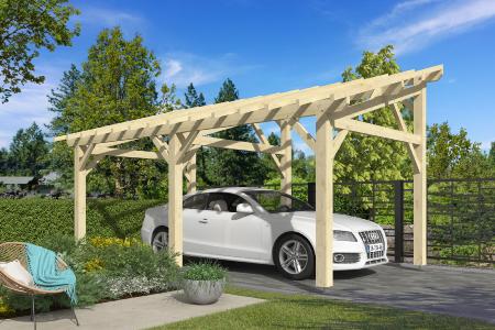 Carport Monopente 3,55 x 6,6 m en Epicéa traité