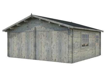 GARAGE PALMAKO ROGER 28.4 M² 44 mm AVEC DOUBLE PORTE EN BOIS