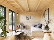 Studio de jardin Palmako Aurelia 15,2 + 7,9 m² bois naturel non traité