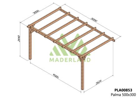 PERGOLA PALMA- 15 m² - Adossable -Dim(cm): 500 x 300