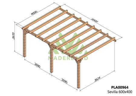 PERGOLA SEVILLA - 24 m² - Adossable -Dim(cm): 600 x 400