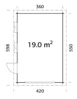 Garage RASMUS 19 m² 44 mm sans porte de Façade