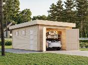 Garage RASMUS 19m² 44 mm-avec double porte en bois