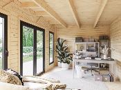 Studio de jardin Palmako Aurelia 16,7 + 7,9 m² bois naturel non traité