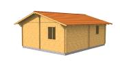 Chalet en Bois BONITA 40m² - Kit Madriers 60mm, Terrasse Couverte - 2 Chambre
