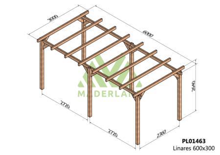 PERGOLA LINARES - 18 m² - Autoportée -Dim(cm): 600 x 300