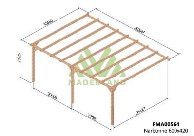 Pergola adossée NARBONNE 600x420cm