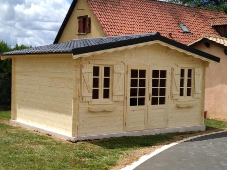 Abri de jardin en bois PREM - 19,46 m² en épaisseur madriers - 40 mm