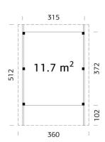 Carport en Bois Karl 11.7m²