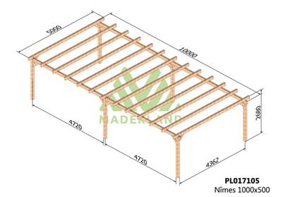 Carport NÎMES 1000x500cm