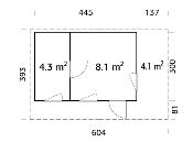 Studio de jardin bois PALMAKO Grace 12,4 m² + 4,1 m² – Toit plat – 56 mm