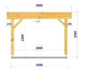 Carport toit plat 3.8 x 6.2 m en Douglas