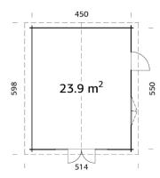 Abris de jardin IRENE  23.9 m² en 44mm avec plancher