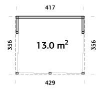 PAVILLON NOVA 13.0 m² avec porte coulissante et toiture polycarbonate