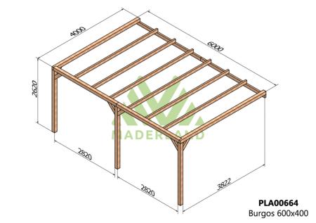 PERGOLA BURGOS- 24 m² - Adossable -Dim(cm): 600 x 400